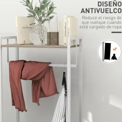 Perchero Less Homcom 3 cajones de tela + estante + barra natural 178x58,5x30 cm