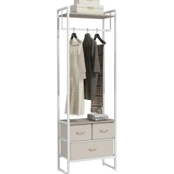 Perchero Less Homcom 3 cajones de tela + estante + barra natural 178x58,5x30 cm