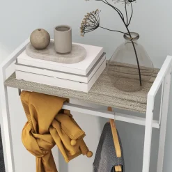 Perchero Less Homcom 3 cajones de tela + estante + barra natural 178x58,5x30 cm