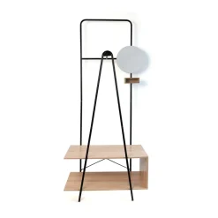 Perchero MOA Vinthera con espejo negro/natural 180x76x40 cm