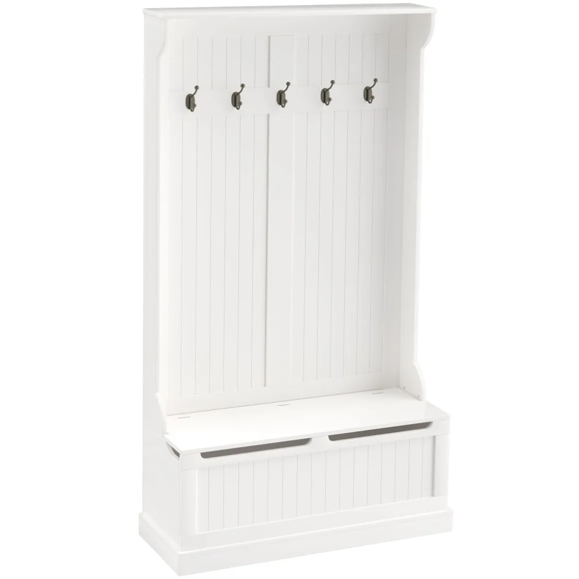 Perchero recibidor Tooly Homcom 5 ganchos + banco blanco 179,7x96x34 cm