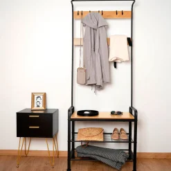 Perchero zapatero MOA Vinthera diseño industrial negro 183 cm
