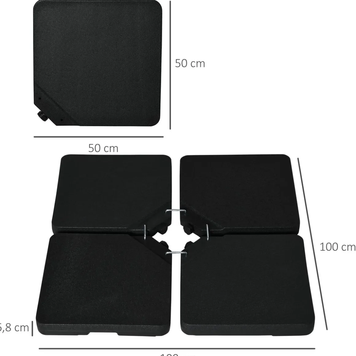 Peso para base de sombrilla Ary Outsunny 4 piezas rellenables negro