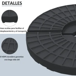 Peso para base de sombrilla Mika Outsunny 4 piezas rellenables negro