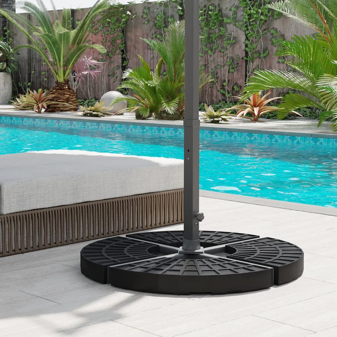 Peso para base de sombrilla Mika Outsunny 4 piezas rellenables negro