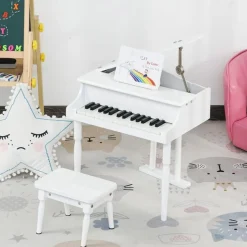 Piano de cola infantil Homcom electrónico 30 teclas blanco