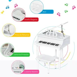 Piano de cola infantil Homcom electrónico 30 teclas blanco