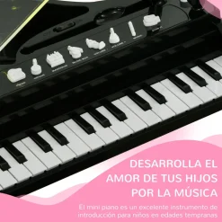 Piano infantil Classic Aiyaplay con micrófono + 22 canciones negro 60,4x37x30,5 cm