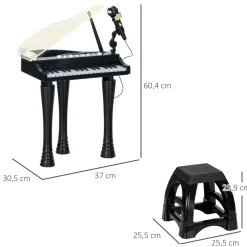 Piano infantil Classic Aiyaplay con micrófono + 22 canciones negro 60,4x37x30,5 cm