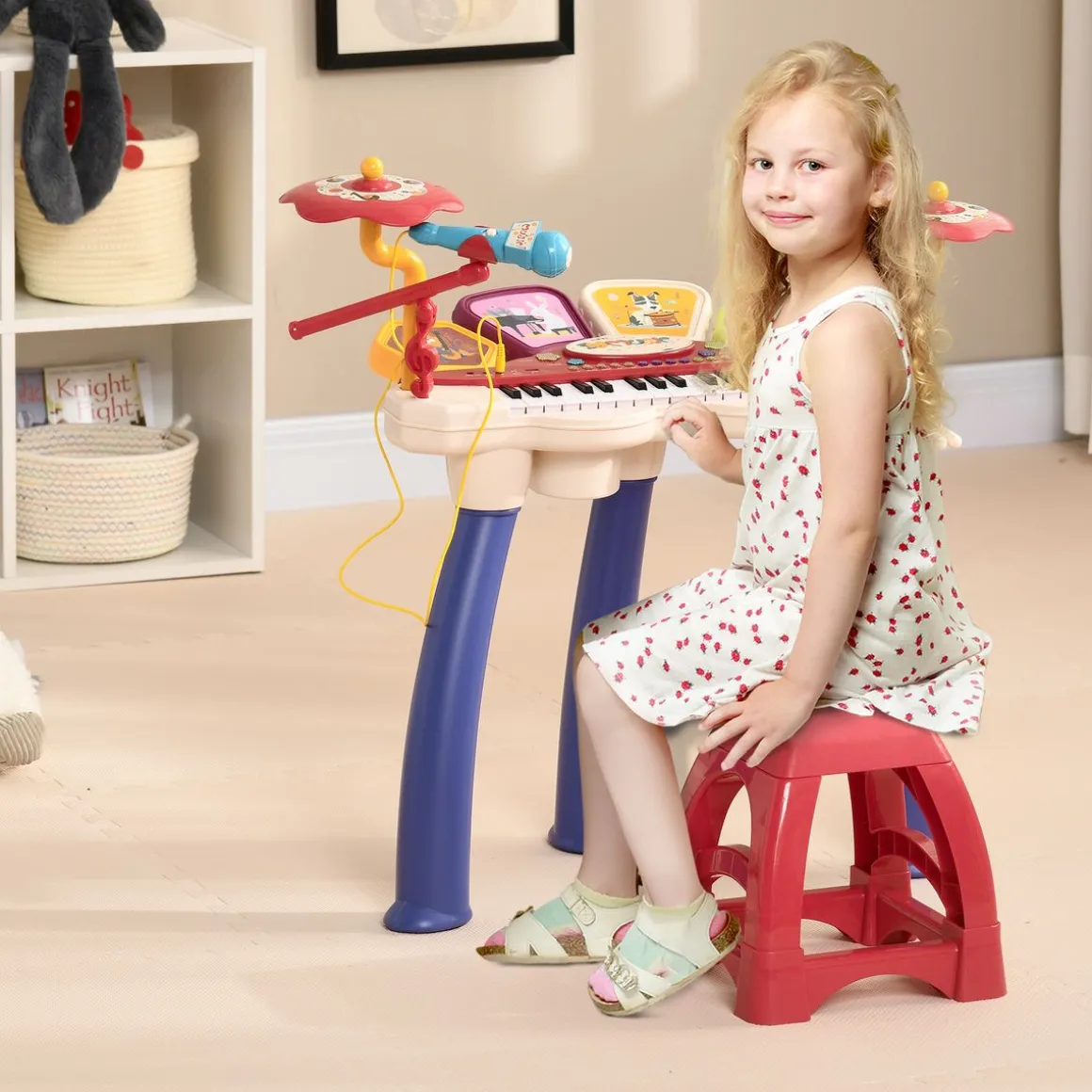 Piano infantil Mermaid Aiyaplay con micrófono + 19 canciones multicolor 71x74x32,2 cm