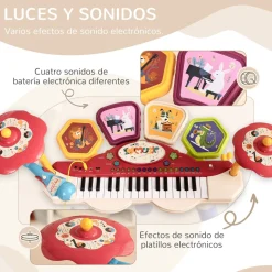 Piano infantil Mermaid Aiyaplay con micrófono + 19 canciones multicolor 71x74x32,2 cm