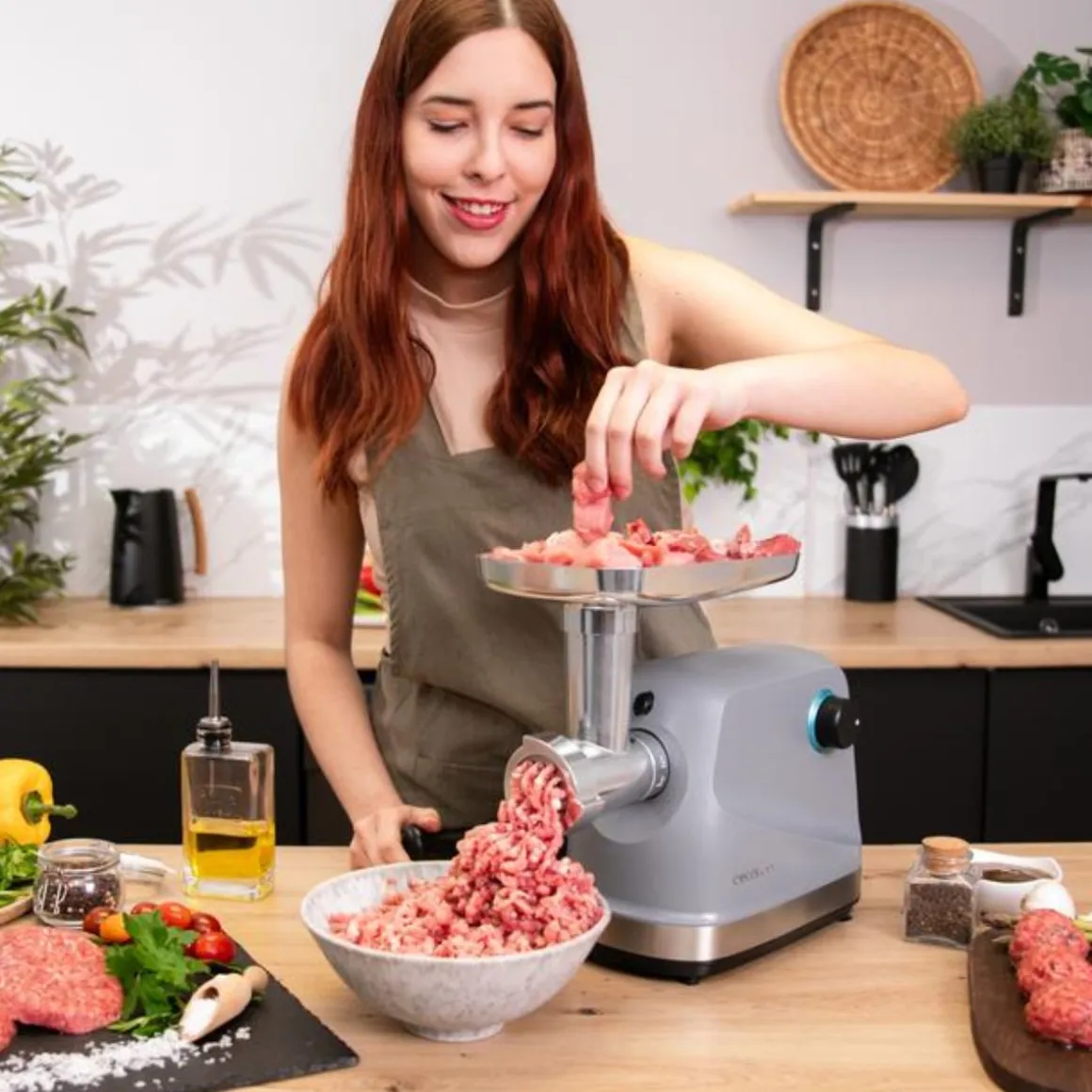 Picadora Cecotec Crusher 1400 Steel 1360W 3 placas + cuchilla inox