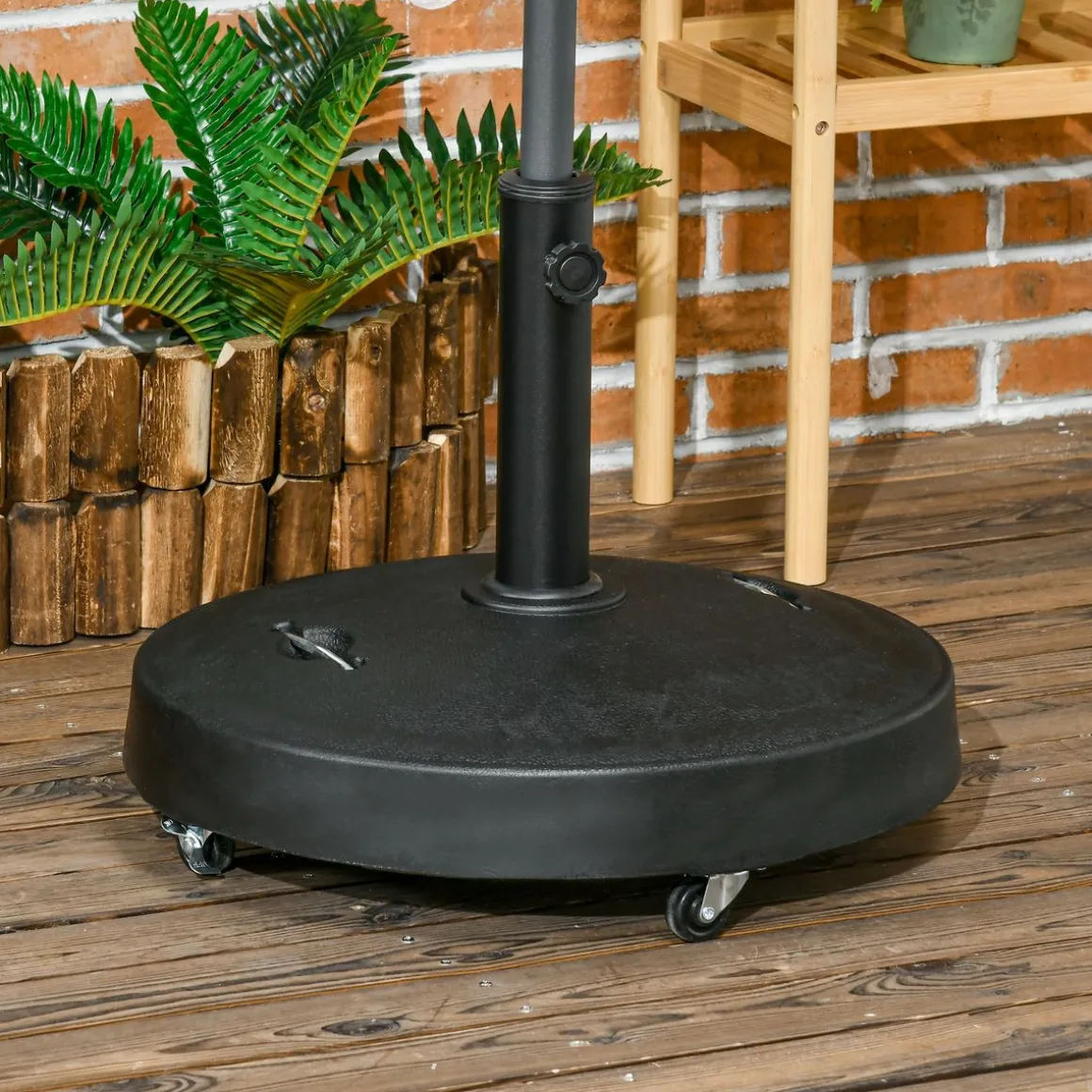 Pie de sombrilla Outsunny con ruedas y asa retractil Ø53x41 cm