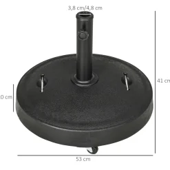 Pie de sombrilla Outsunny con ruedas y asa retractil Ø53x41 cm