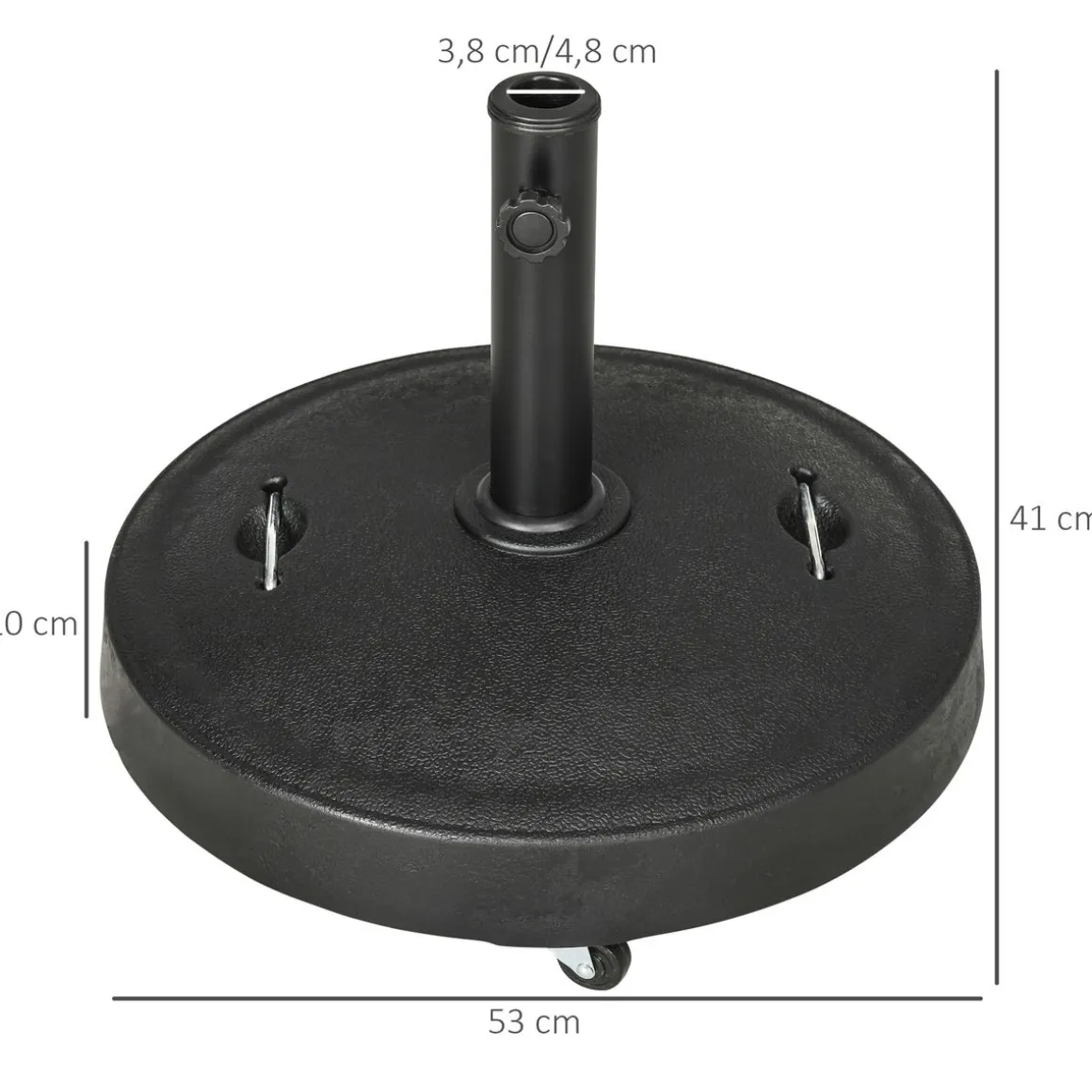 Pie de sombrilla Outsunny con ruedas y asa retractil Ø53x41 cm