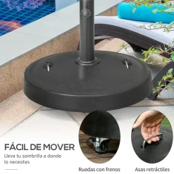Pie de sombrilla Outsunny con ruedas y asa retractil Ø53x41 cm