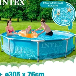 Piscina desmontable circular Beachside Intex 4485L con depuradora 1250L/h +6A azul Ø305x76 cm