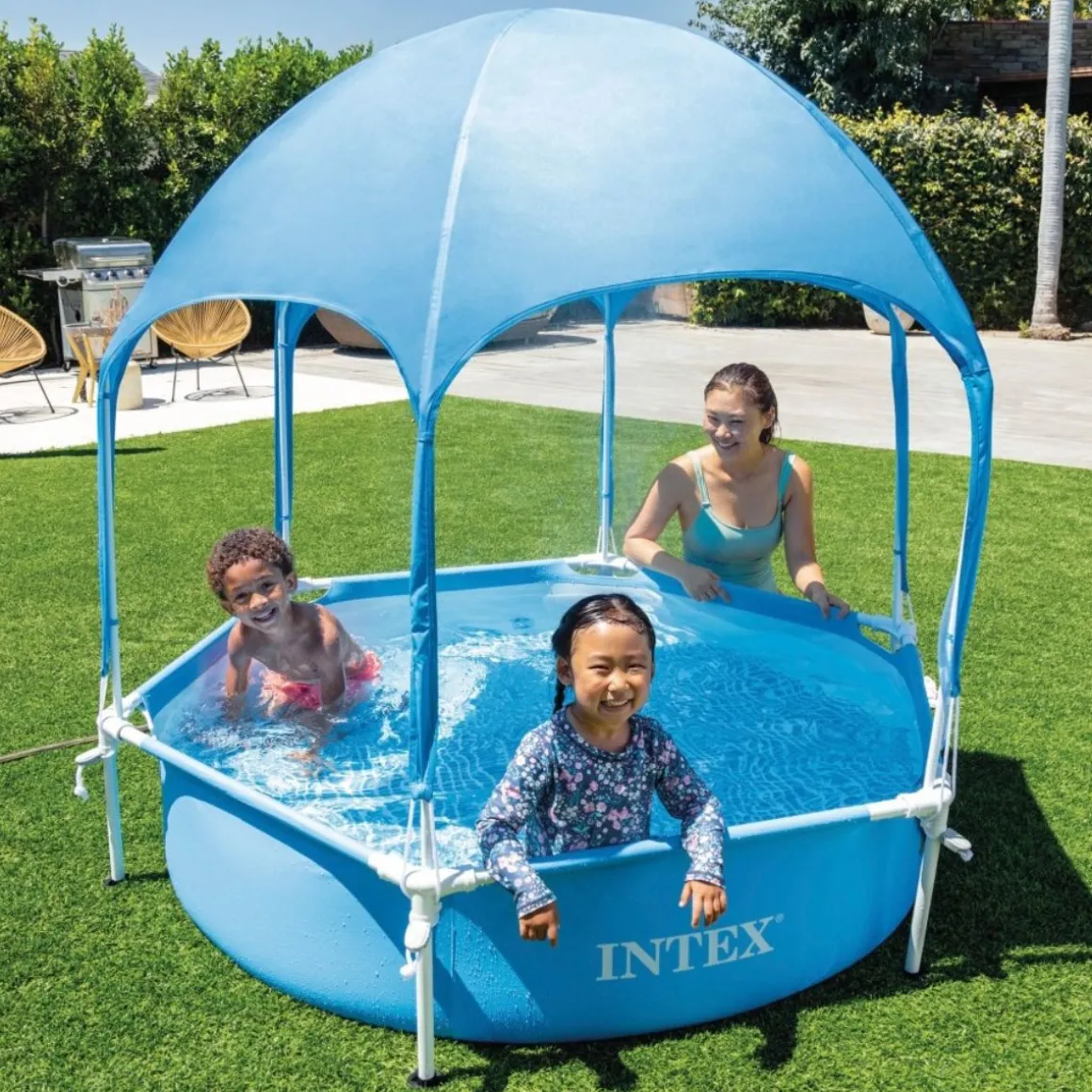 Piscina desmontable Intex Canopy Metal Frame con toldo 700L azul Ø183x38 cm
