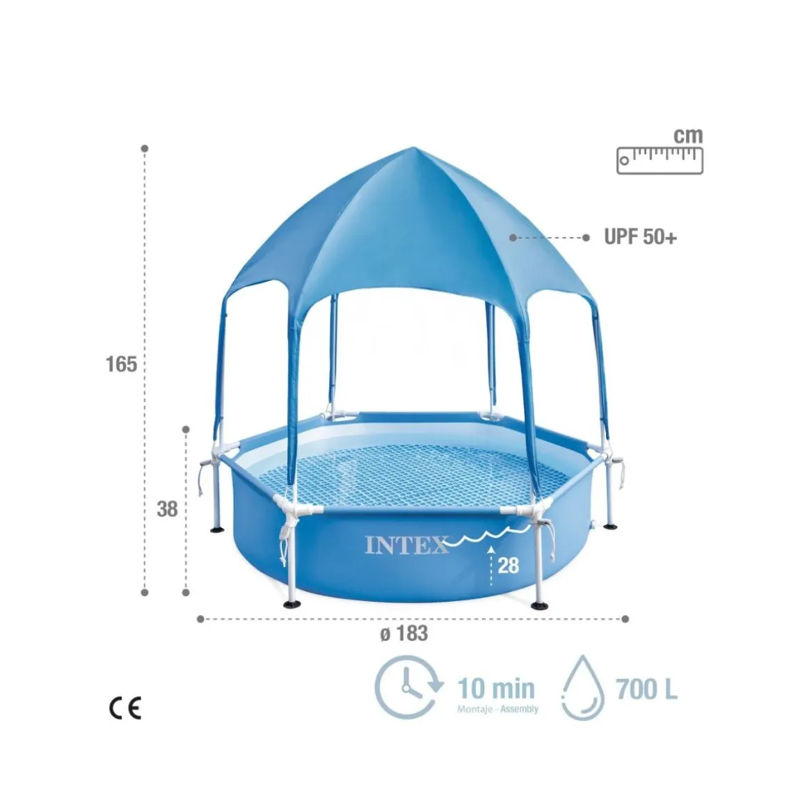 Piscina desmontable Intex Canopy Metal Frame con toldo 700L azul Ø183x38 cm
