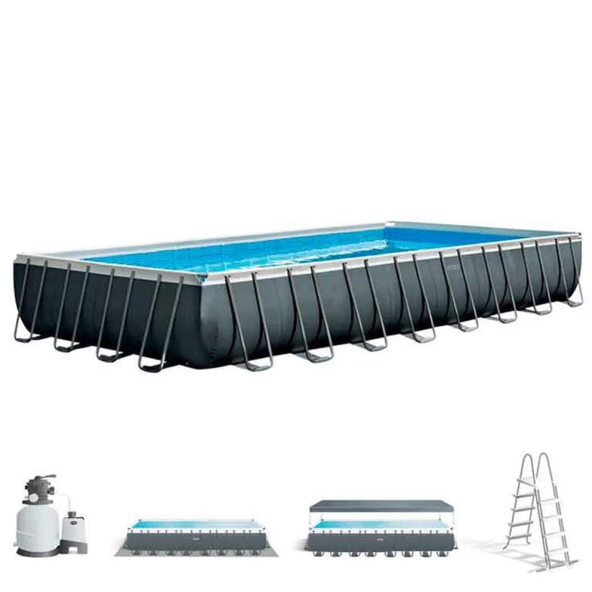 Piscina desmontable rectangular Ultra XTR Frame Intex 54368L con depuradora gris 975x488 cm