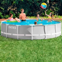 Piscina desmontable redonda Prism Frame con depuradora 14614L con accesorios gris Ø457x107 cm