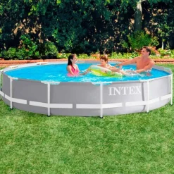 Piscina desmontable redonda Prism Frame Intex 6503L con depuradora 2006L/h +6A gris Ø366x76 cm