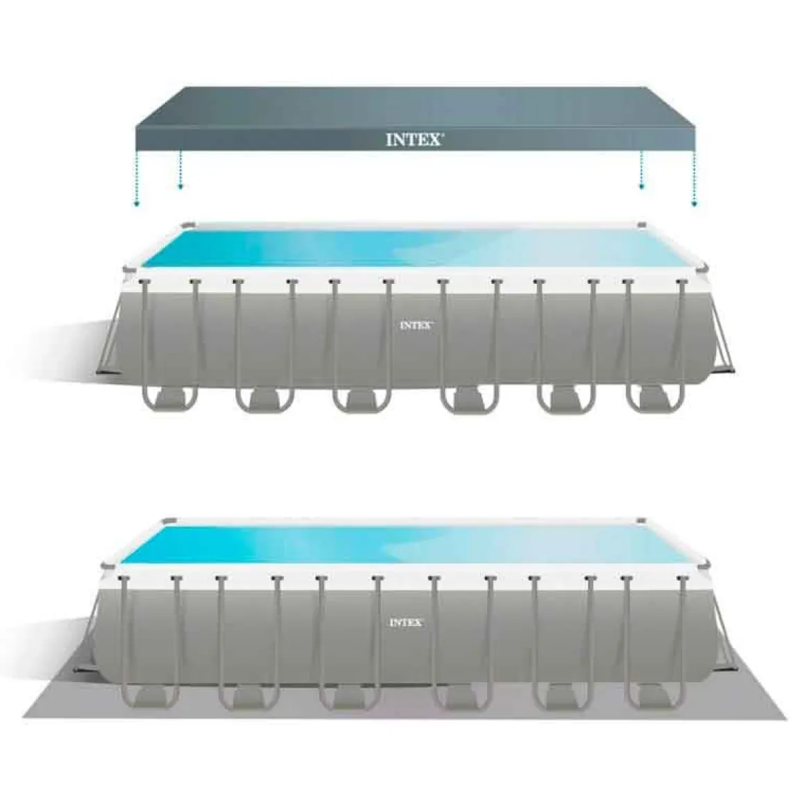 Piscina desmontable Ultra XTR Frame Intex con malla+pelota de voleibol 31805L gris 732x366 cm