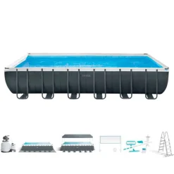 Piscina desmontable Ultra XTR Frame Intex con malla+pelota de voleibol 31805L gris 732x366 cm