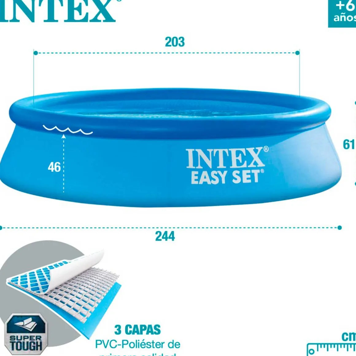 Piscina hinchable Easy Set Intex 1942L sin depuradora Ø244x61 cm
