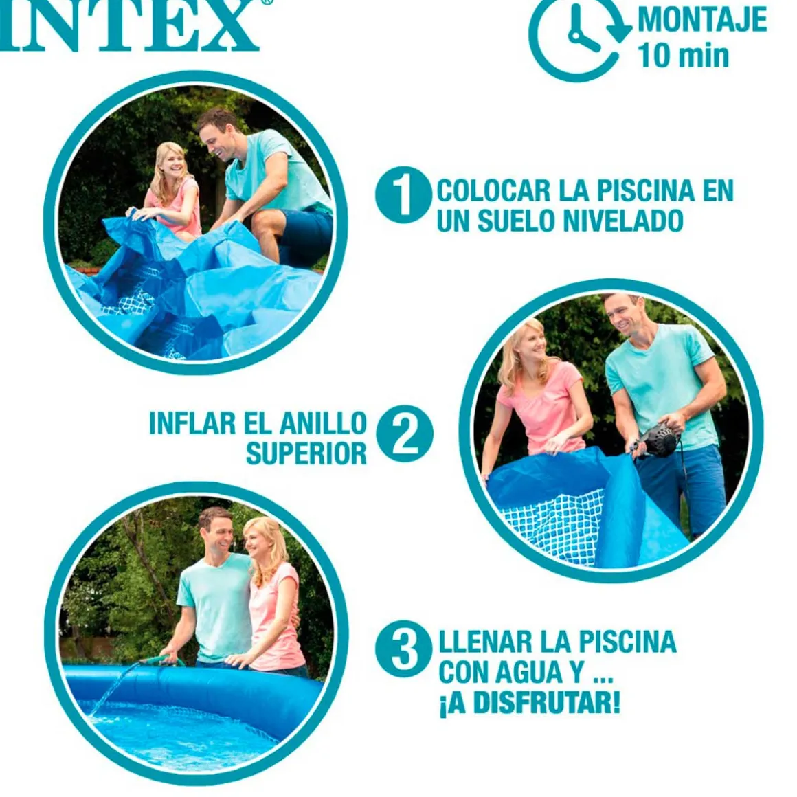 Piscina hinchable Easy Set Intex 3853L 4 personas con depuradora azul Ø305x76 cm