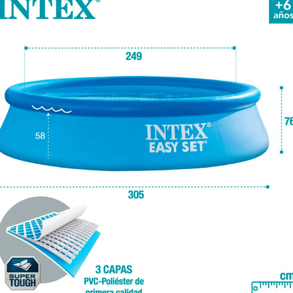 Piscina hinchable Easy Set Intex 3853L 4 personas con depuradora azul Ø305x76 cm