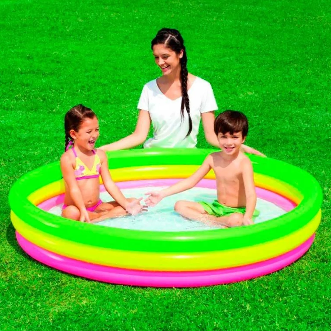 Piscina hinchable infantil 211L +2A tricolor Ø152x30 cm