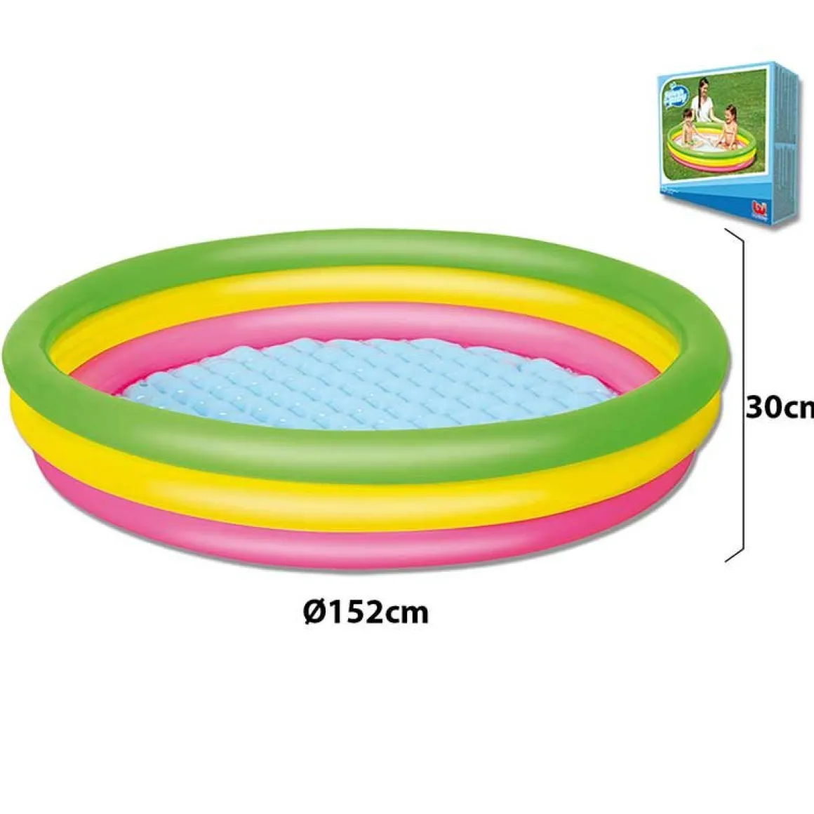 Piscina hinchable infantil 211L +2A tricolor Ø152x30 cm