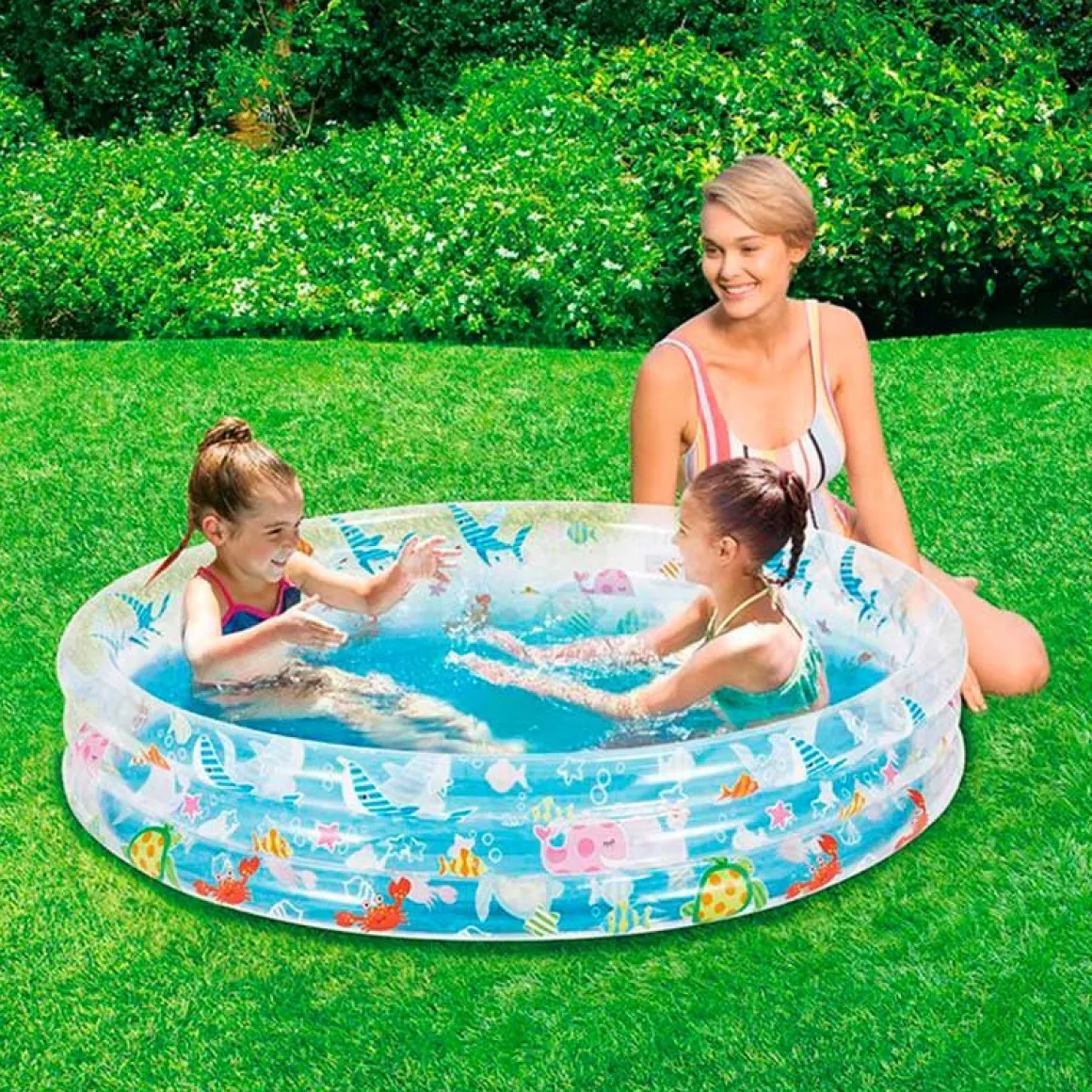Piscina hinchable infantil Summer Wave redonda 214L con motivos marinos +3A multicolor Ø152x30,5 cm