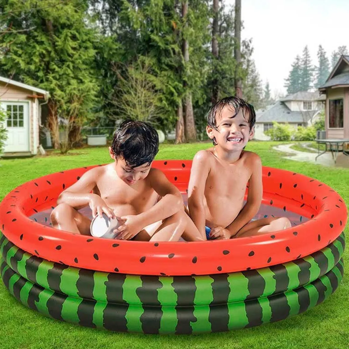 Piscina hinchable infantil Sandía Solmar 100L +2A rojo/verde Ø100x30 cm