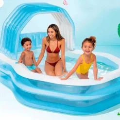 Piscina hinchable Intex con sillón y toldo 530L +3A blanco/azul 135x191x229 cm