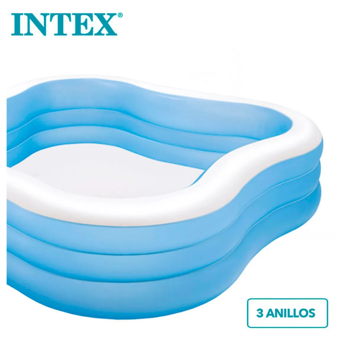 Piscina hinchable Intex ondulada 1250L +6A azul/blanco 229x229x56 cm