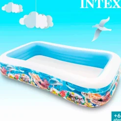 Piscina hinchable Intex rectangular fondo marino 1020L +6A multicolor 56x183x305 cm