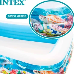 Piscina hinchable Intex rectangular fondo marino 1020L +6A multicolor 56x183x305 cm