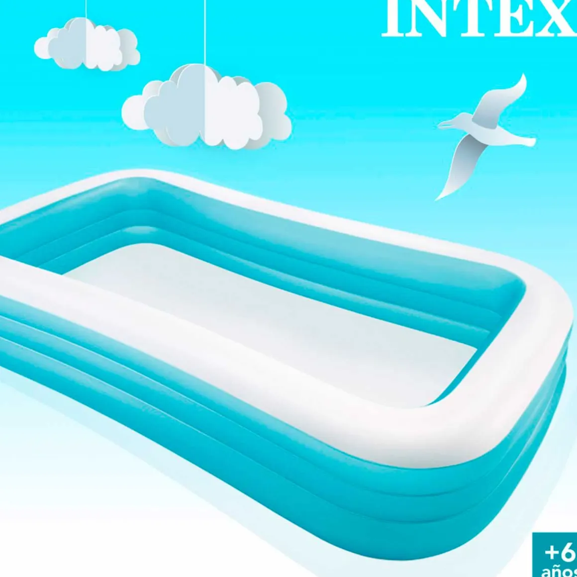 Piscina hinchable Intex rectangular 1020L +6A blanco/azul 56x183x305 cm