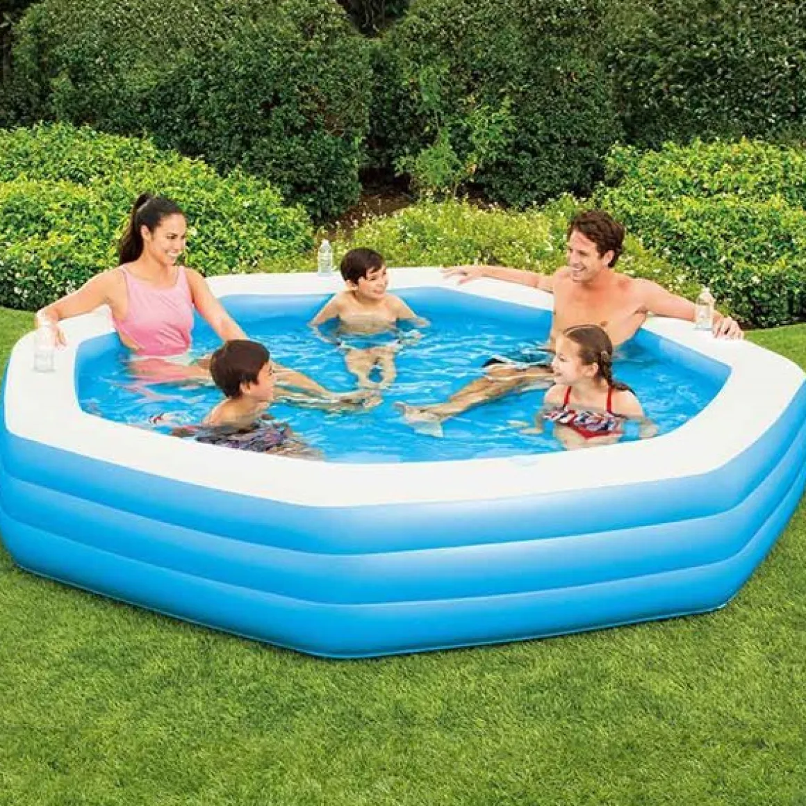Piscina hinchable octogonal 1430L azul Ø279x51 cm
