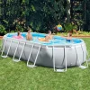 Piscina ovalada desmontable Prism Frame Intex 13365L con depuradora+escalera gris 503x274 cm