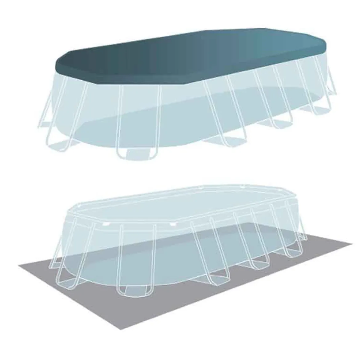 Piscina ovalada desmontable Prism Frame Intex 13365L con depuradora+escalera gris 503x274 cm