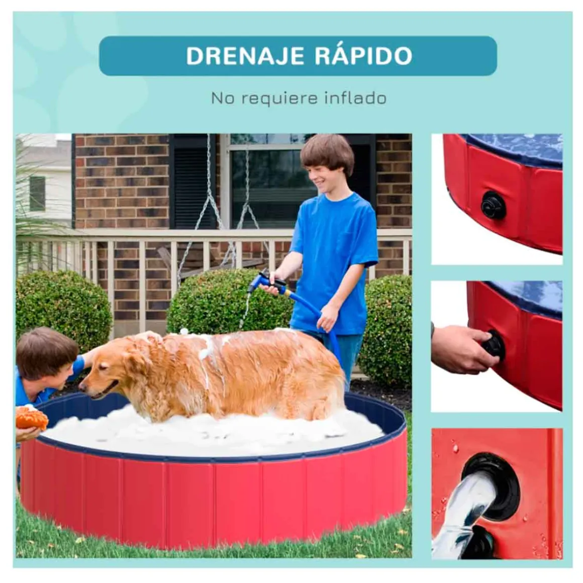 Piscina plegable para perros PawHut PVC antideslizante