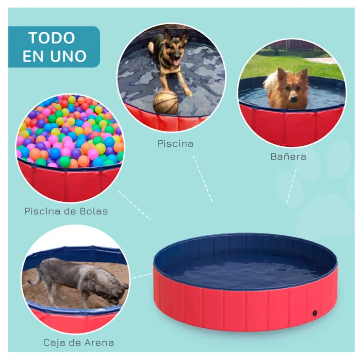 Piscina plegable para perros PawHut PVC antideslizante