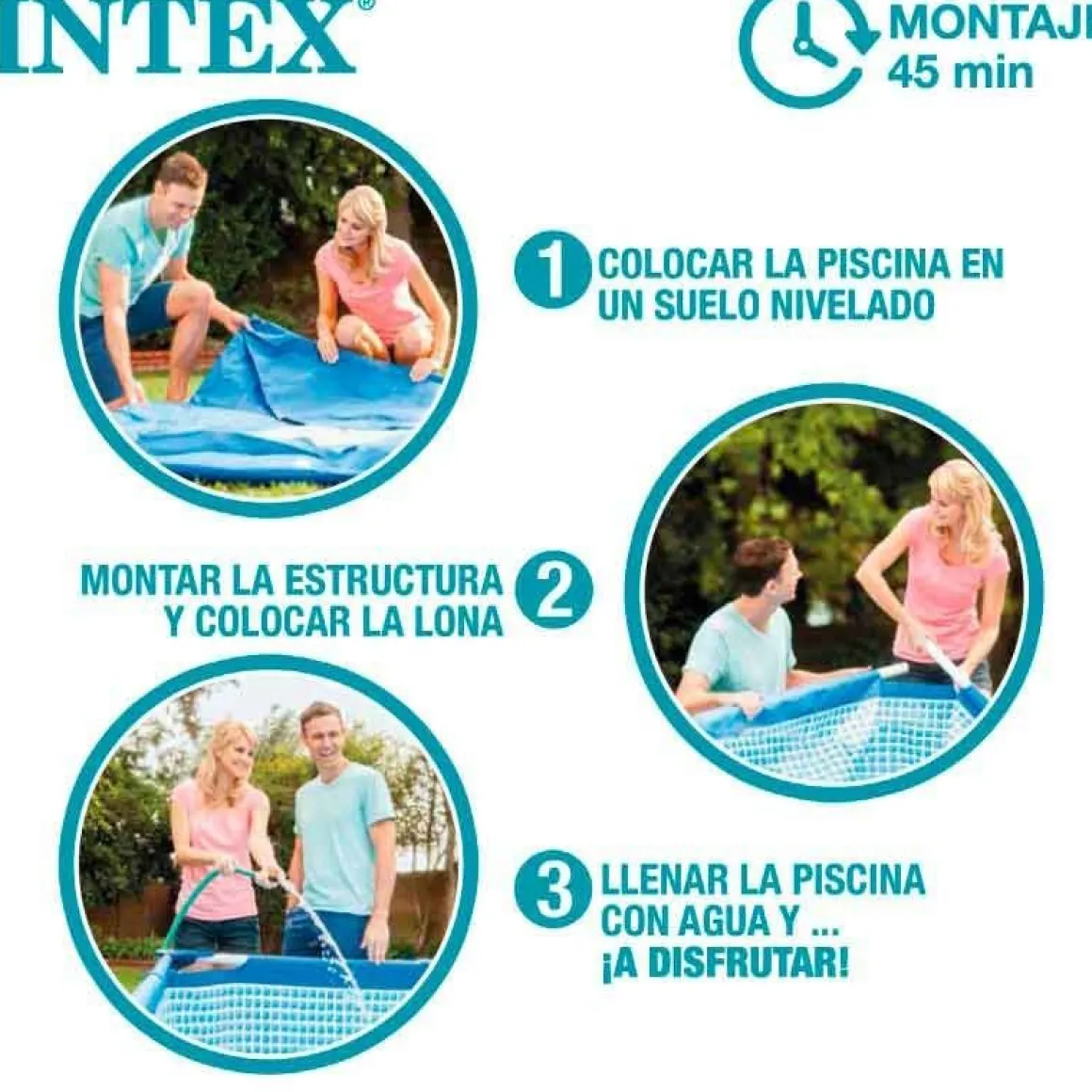 Piscina rectangular desmontable Prism Frame Intex 8418L con depuradora+escalera gris 400x200 cm
