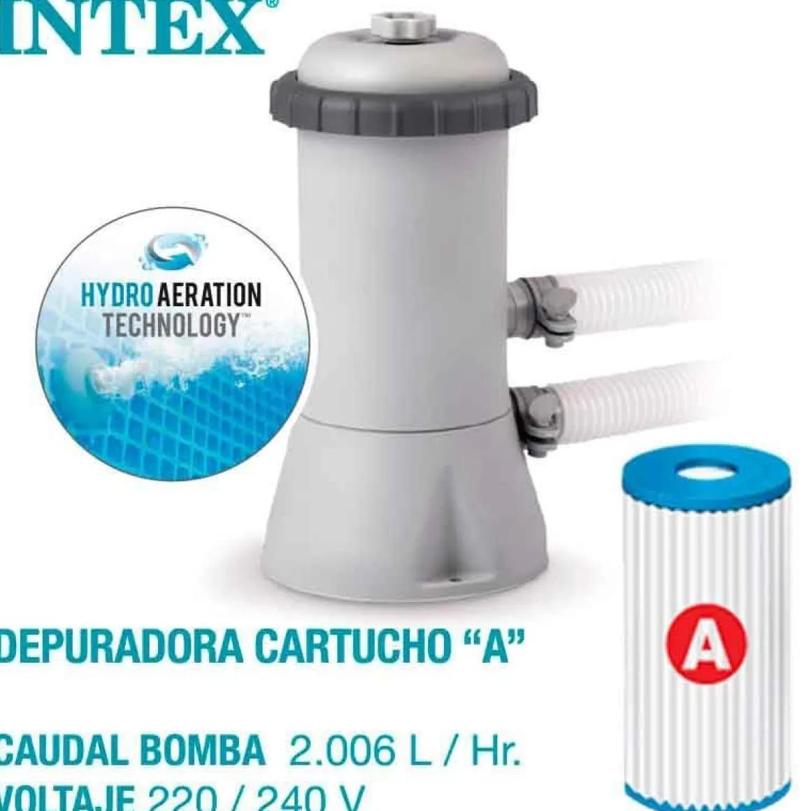 Piscina rectangular desmontable Prism Frame Intex 8418L con depuradora+escalera gris 400x200 cm