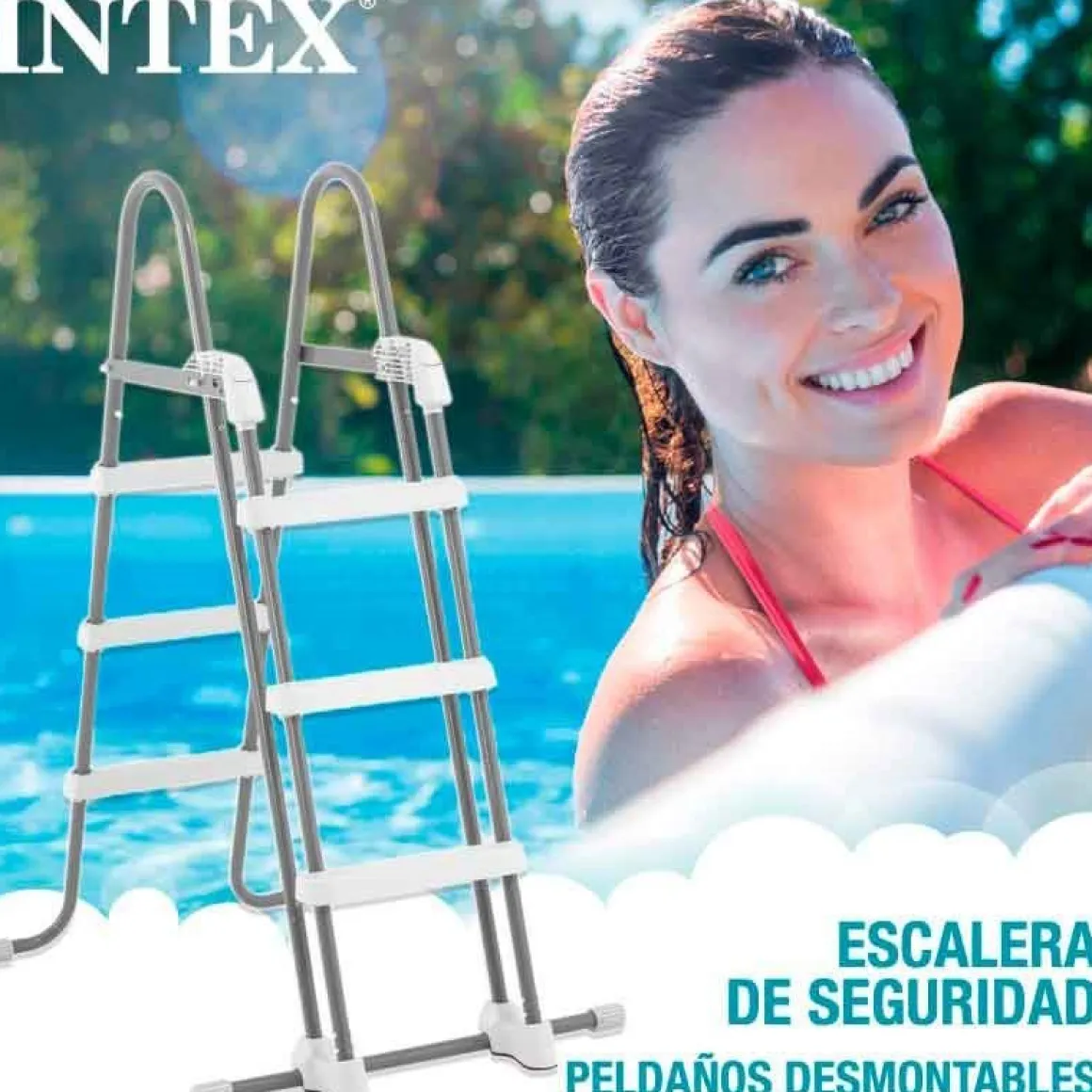 Piscina rectangular desmontable Prism Frame Intex 8418L con depuradora+escalera gris 400x200 cm