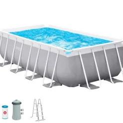 Piscina rectangular desmontable Prism Frame Intex 8418L con depuradora+escalera gris 400x200 cm