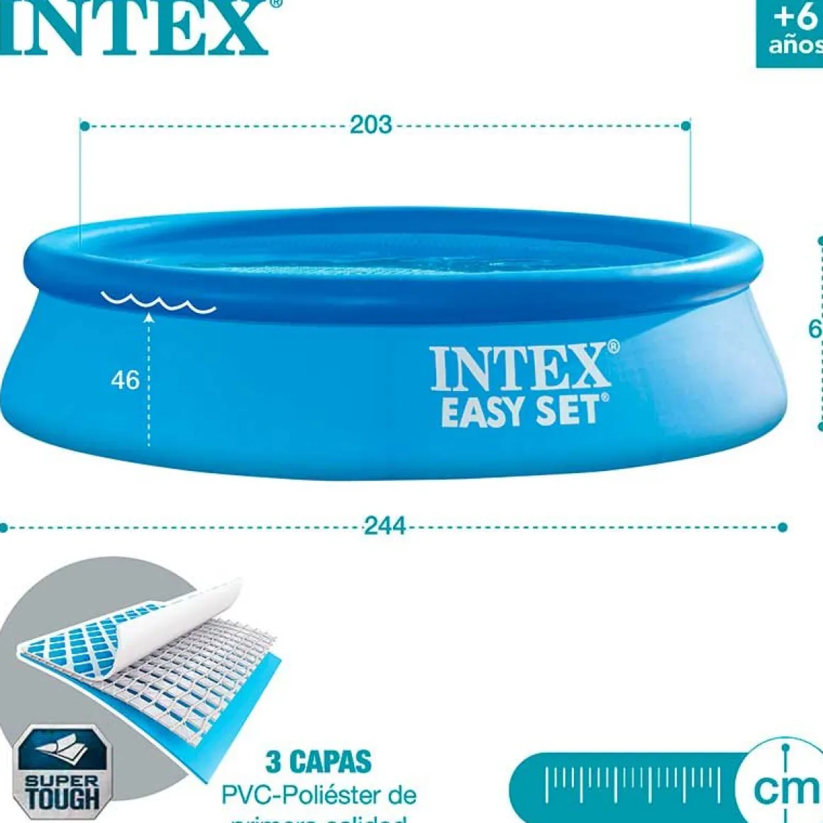 Piscina redonda hinchable Easy Set Intex 1942L con depuradora azul Ø244x61 cm